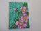 Pink Flowers - aceo 2.5x3.5"  Casein on mini canvas board floral painting by Julie Miscera product 1